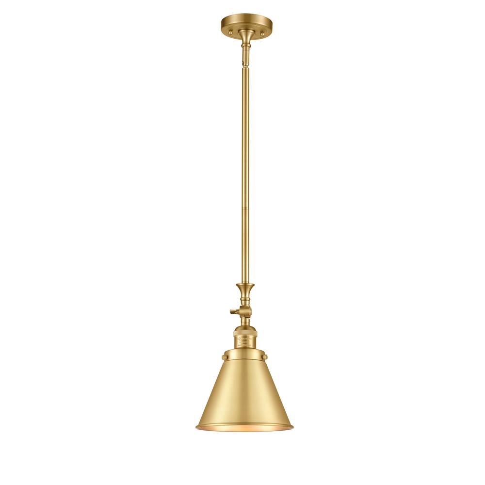 Innovations 206-SG-M13-SG-LED Appalachian 1 Light Mini Pendant in Satin Gold with Satin Gold Cone Metal Shade