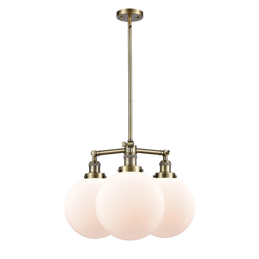 Innovations 207-AB-G201-10-LED Franklin Restoration Extra Large Beacon 3 Light Chandelier in Antique Brass