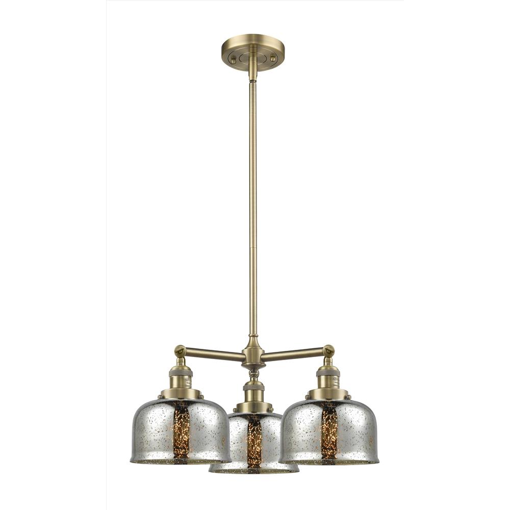 Innovations 207-AB-G78 Franklin Restoration Large Bell 3 Light Chandelier in Antique Brass