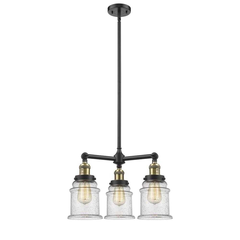 Innovations 207-BAB-G184-LED 3 Light Vintage Dimmable LED Canton 18 inch Chandelier in Black Antique Brass