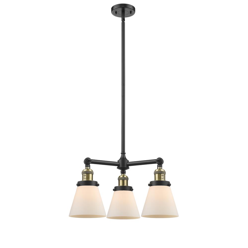 Innovations 207-BAB-G61-LED 3 Light Vintage Dimmable LED Small Cone 19 inch Chandelier in Black Antique Brass
