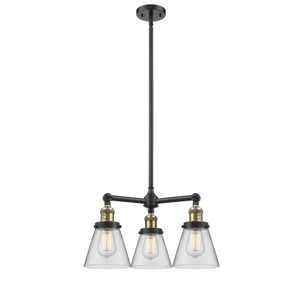 Innovations 207-BAB-G62-LED 3 Light Vintage Dimmable LED Small Cone 19 inch Chandelier in Black Antique Brass