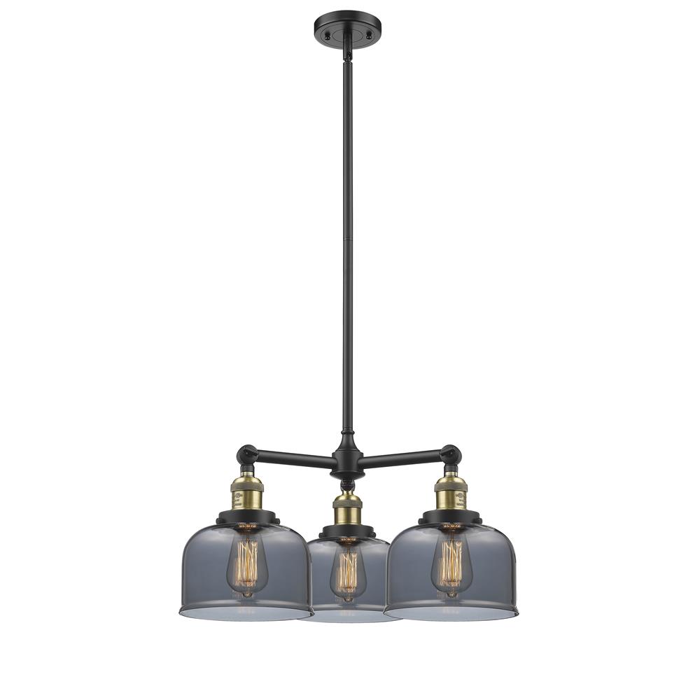 Innovations 207-BAB-G73-LED 3 Light Vintage Dimmable LED Large Bell 22 inch Chandelier in Black Antique Brass