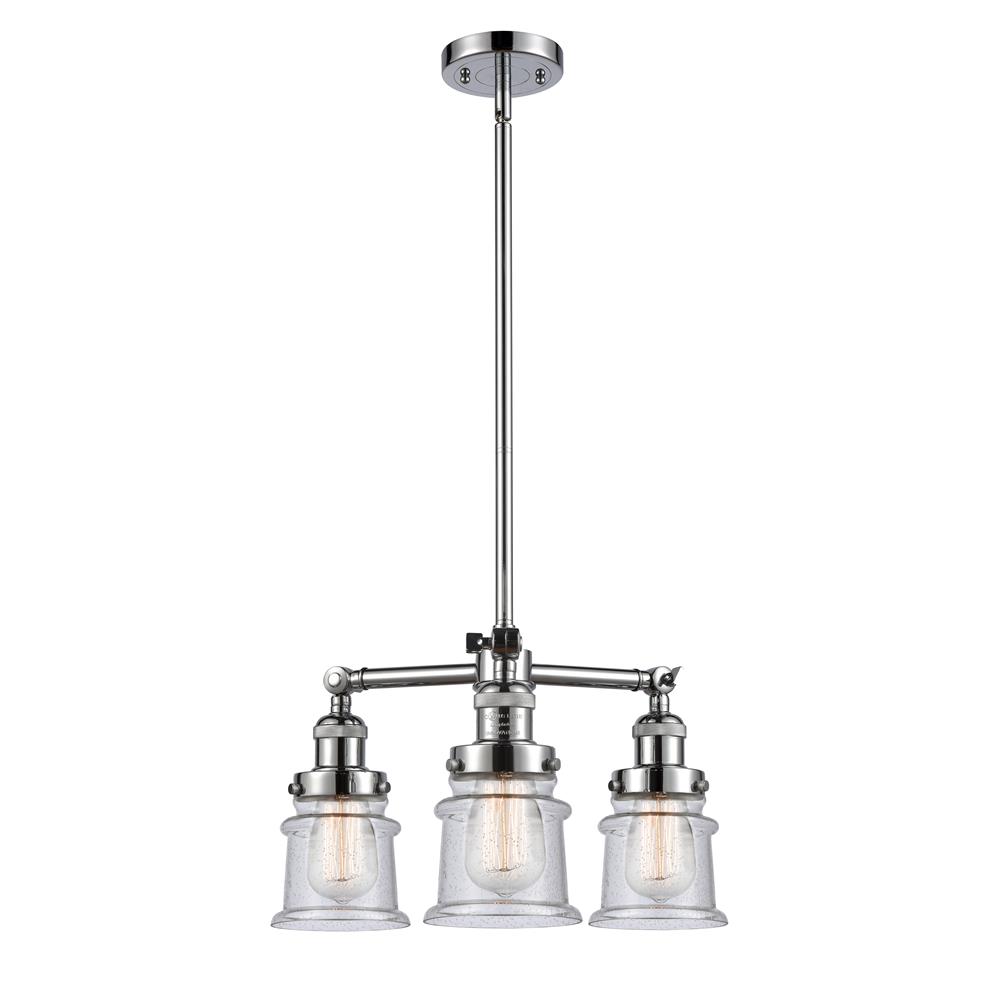 Innovations 207-PC-G184S Franklin Restoration Small Canton 3 Light Chandelier in Polished Chrome
