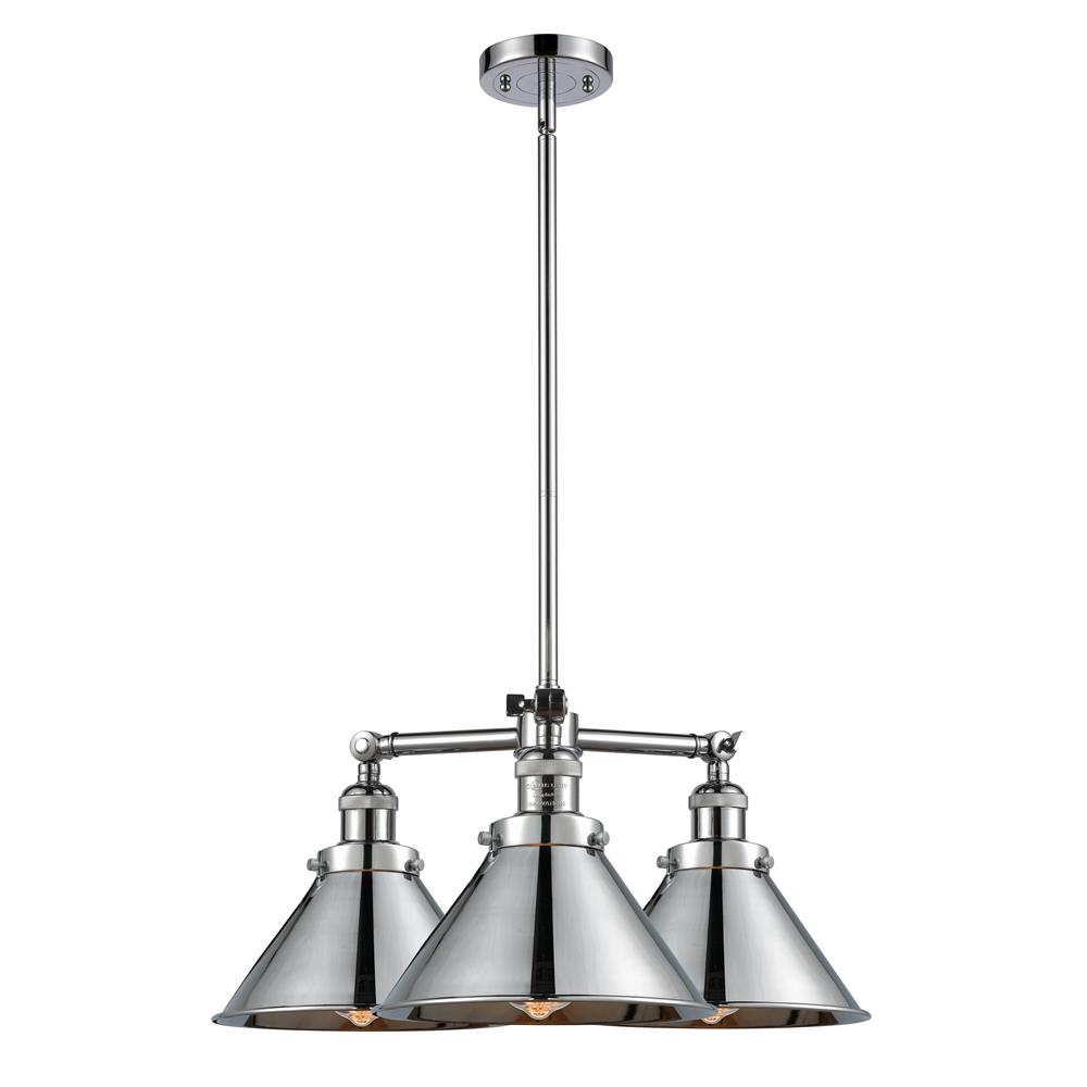 Innovations 207-PC-M10-LED Briarcliff 3 Light Chandelier in Polished Chrome with Polished Chrome Cone Metal Shade