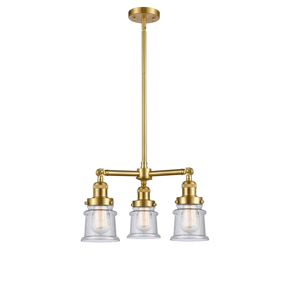 Innovations 207-SG-G184S-LED Small Canton 3 Light Chandelier in Satin Gold