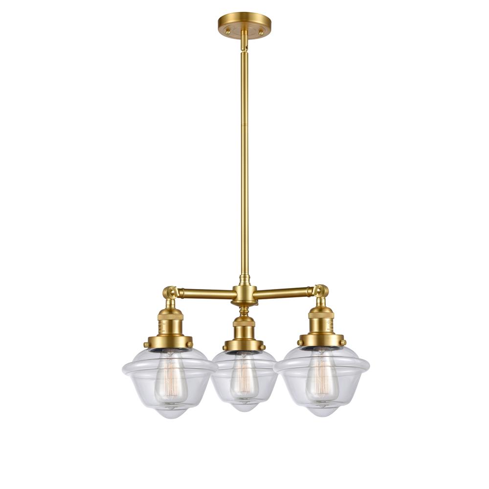 Innovations 207-SG-G532 Small Oxford 3 Light Chandelier in Satin Gold
