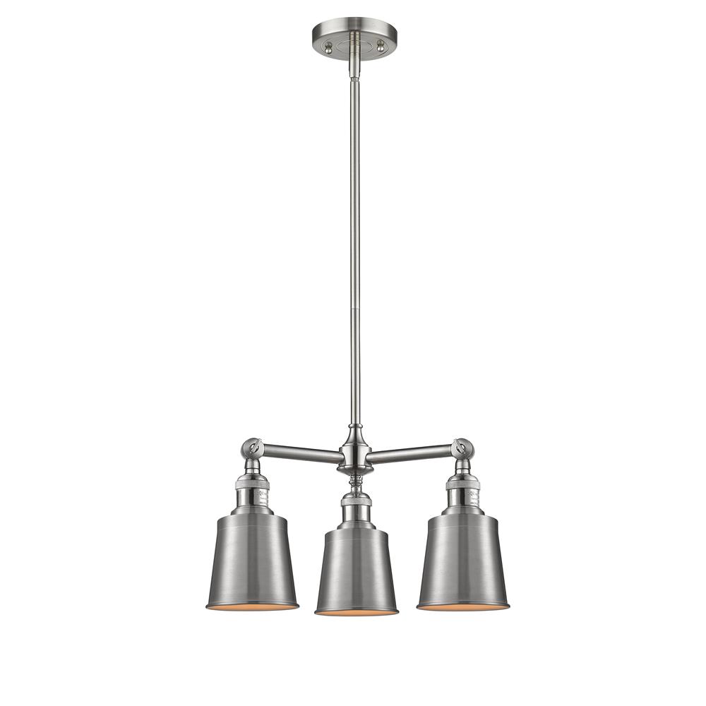 Innovations 207-SN-M9-LED 3 Light Vintage Dimmable LED Addison 19 inch Chandelier in Brushed Satin Nickel