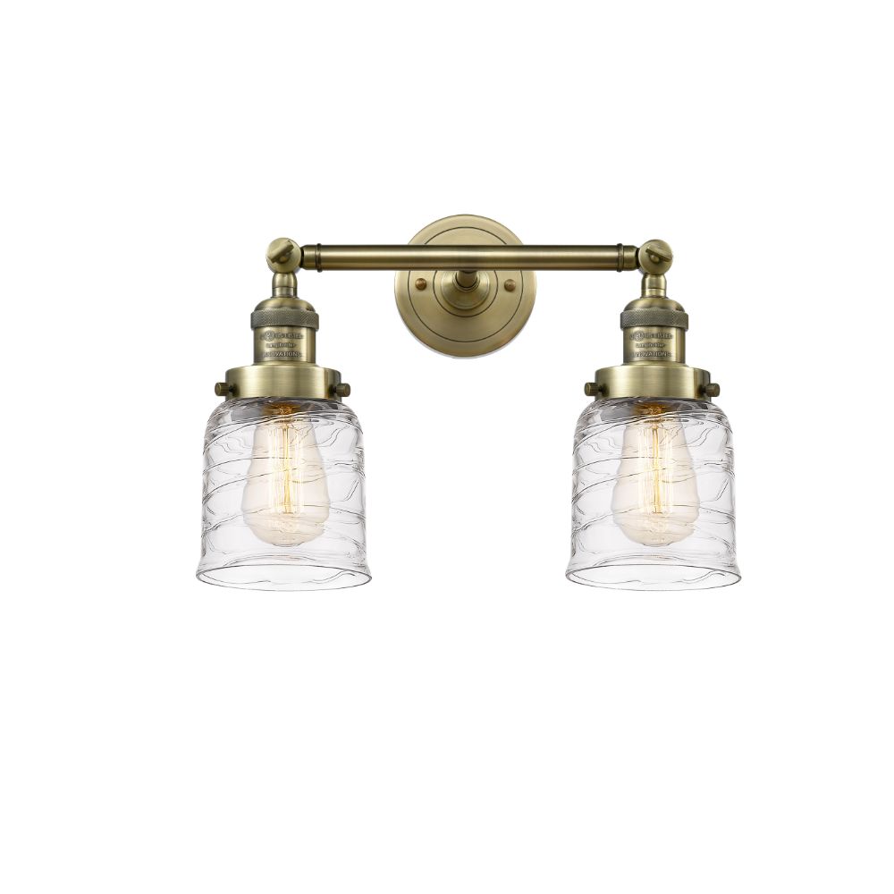Innovations 208-AB-G513 Small Bell 2 Light Bath Vanity Light in Antique Brass