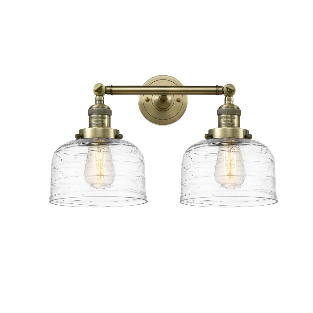 Innovations 208-AB-G713-LED Large Bell 2 Light Bath Vanity Light in Antique Brass