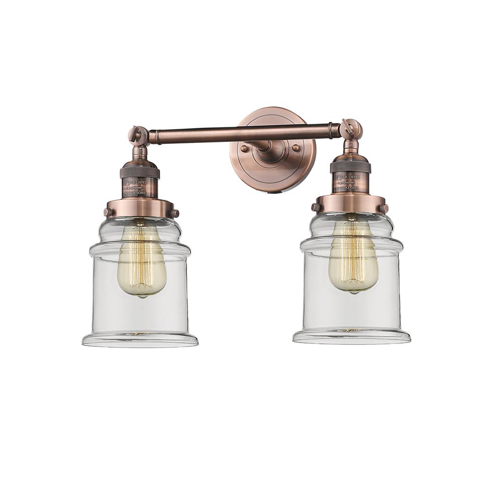 Innovations 208-AC-G182-LED 2 Light Vintage Dimmable LED Canton 16.5 inch Bathroom Fixture in Antique Copper