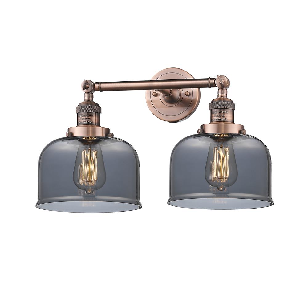 Innovations 208-AC-G73-LED 2 Light Vintage Dimmable LED Large Bell 19 inch Bathroom Fixture in Antique Copper