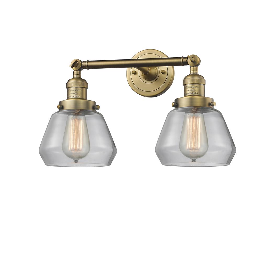 Innovations 208-BB-G172-LED 2 Light Vintage Dimmable LED Fulton 16.5 inch Bathroom Fixture in Brushed Brass