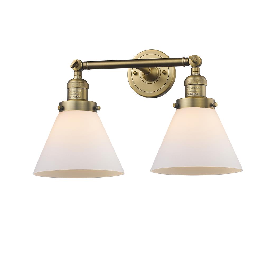 Innovations 208-BB-G41-LED 2 Light Vintage Dimmable LED Large Cone 18 inch Bathroom Fixture in Brushed Brass
