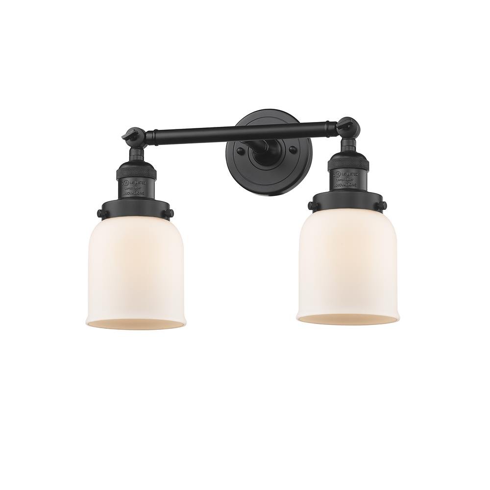 Innovations 208-BK-G51-LED 2 Light Vintage Dimmable LED Small Bell 16 inch Bathroom Fixture in Matte Black