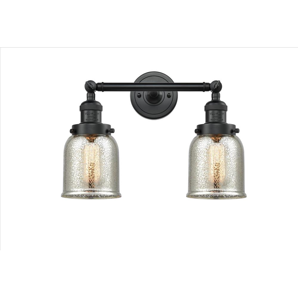 Innovations 208-BK-G58-LED Franklin Restoration Small Bell 2 Light Bath Vanity Light in Matte Black
