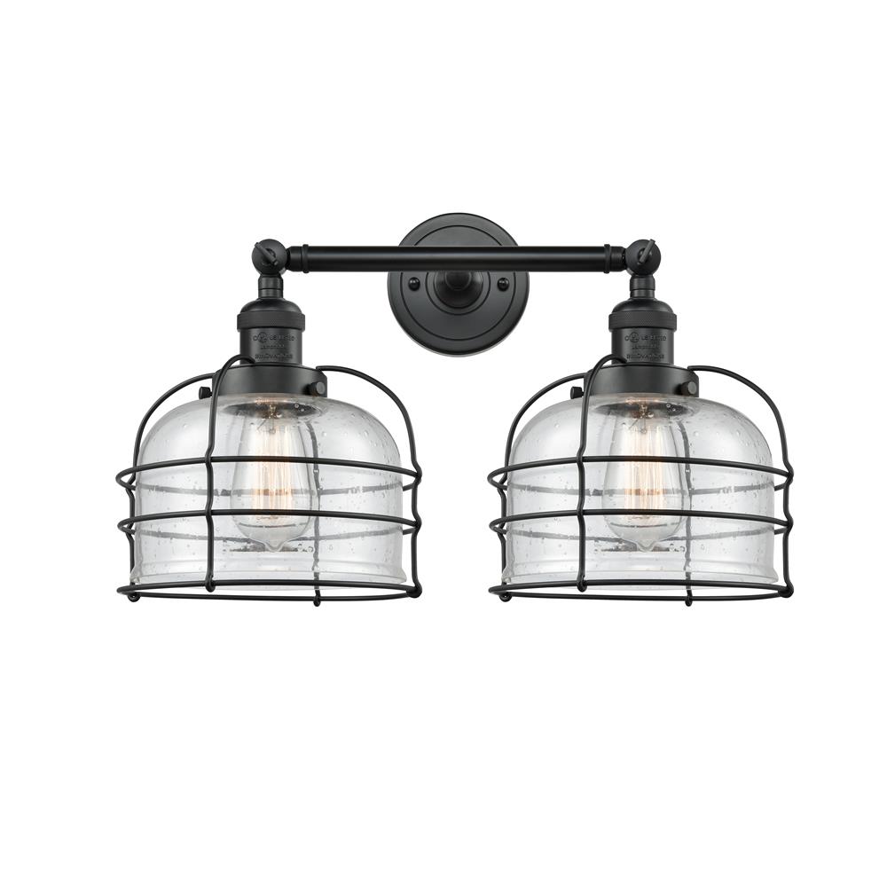 Innovations 208-BK-G74-CE-LED 2 Light Vintage Dimmable LED Large Bell Cage 18 inch Bathroom Fixture