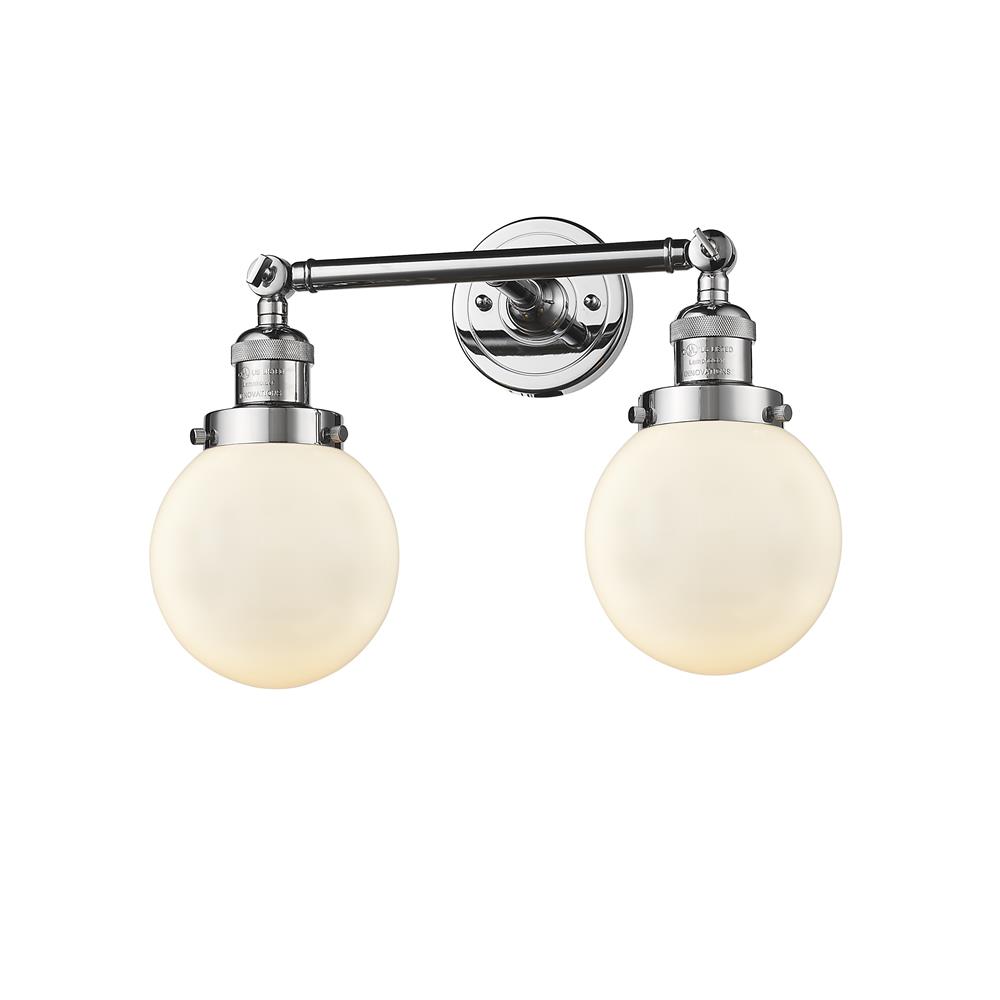 Innovations 208-PC-G201-6-LED 2 Light Vintage Dimmable LED Beacon 17 inch Bathroom Fixture in Polished Chrome