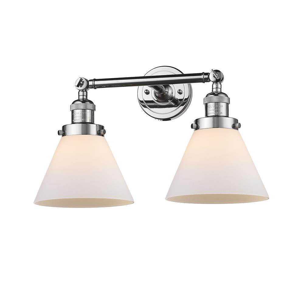 Innovations 208-PC-G41-LED 2 Light Vintage Dimmable LED Large Cone 18 inch Bathroom Fixture in Polished Chrome
