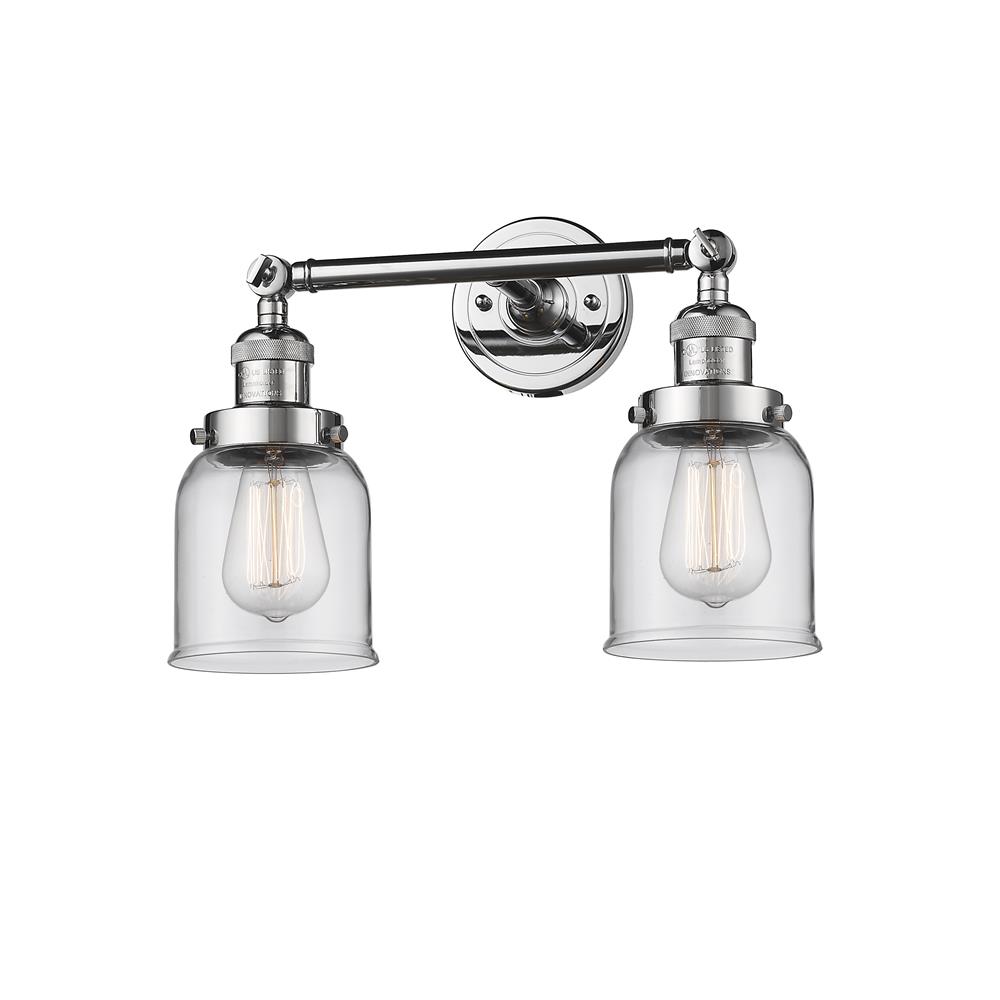 Innovations 208-PC-G52-LED 2 Light Vintage Dimmable LED Small Bell 16 inch Bathroom Fixture in Polished Chrome
