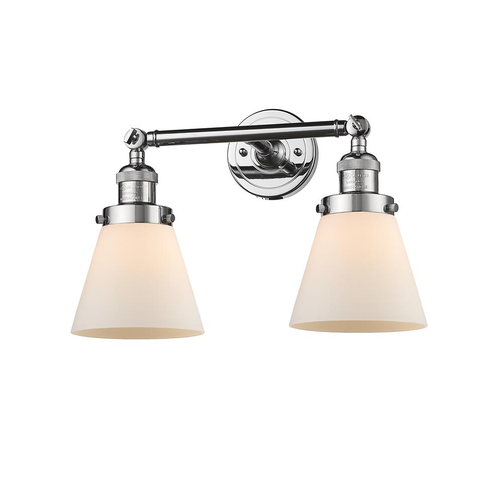 Innovations 208-PC-G61-LED 2 Light Vintage Dimmable LED Small Cone 16 inch Bathroom Fixture in Polished Chrome