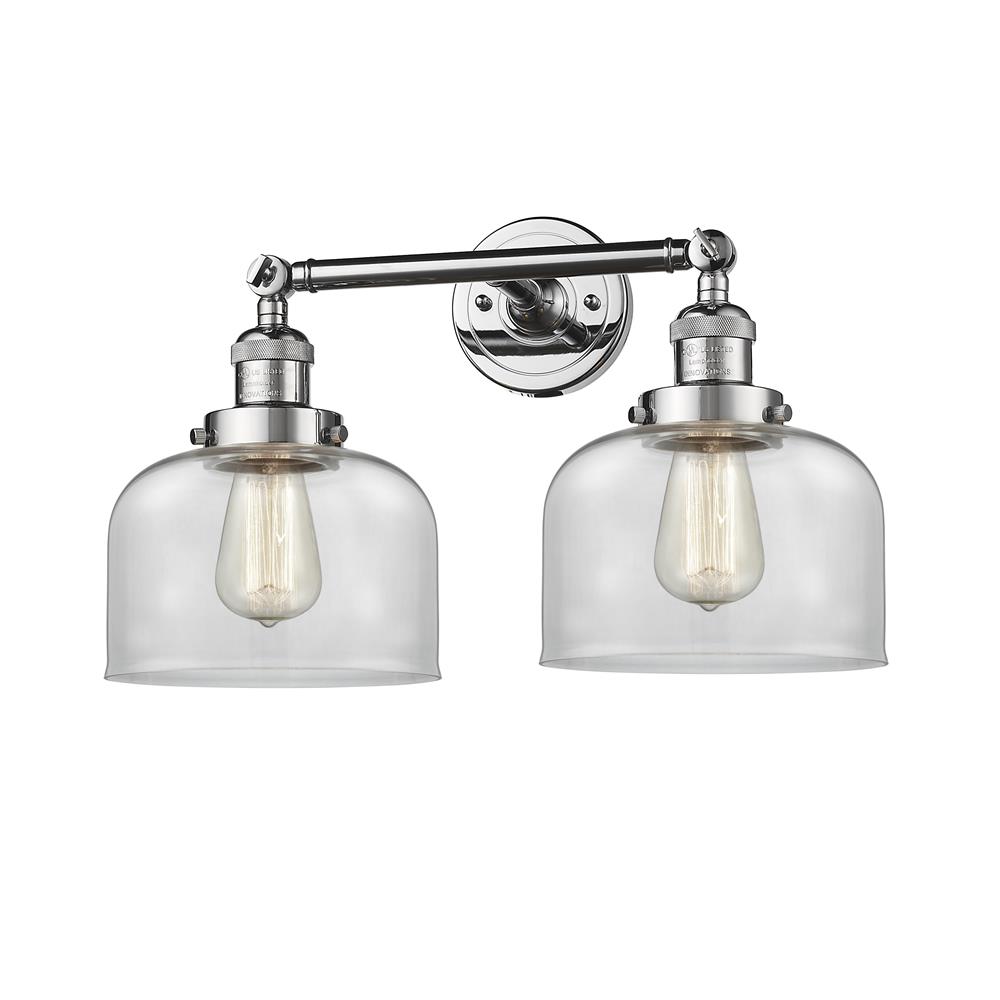 Innovations 208-PC-G72-LED 2 Light Vintage Dimmable LED Large Bell 19 inch Bathroom Fixture in Polished Chrome