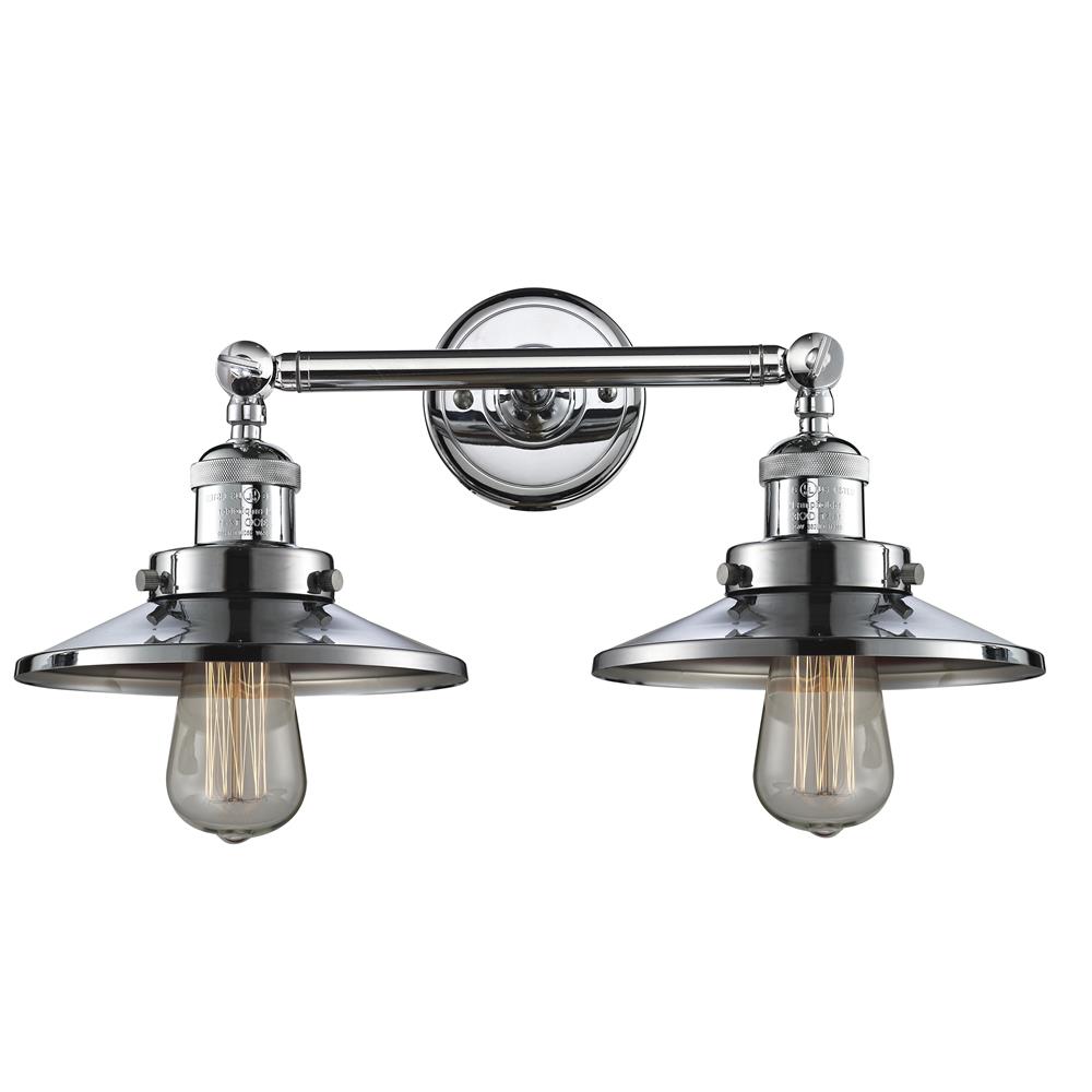 Innovations 208-PC-M7-LED 2 Light Vintage Dimmable LED Railroad 18 inch Bathroom Fixture in Polished Chrome