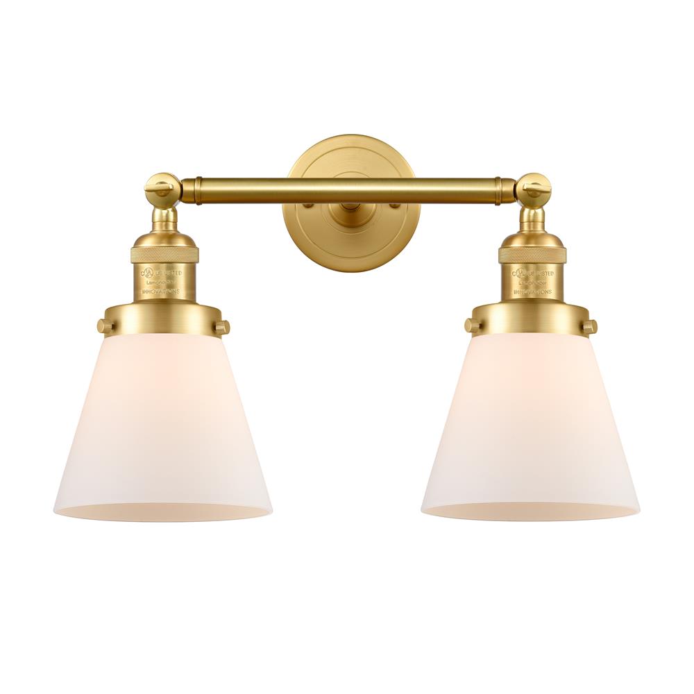 Innovations 208-SG-G61-LED Satin Gold Small Cone 2 Light Bath Vanity Light