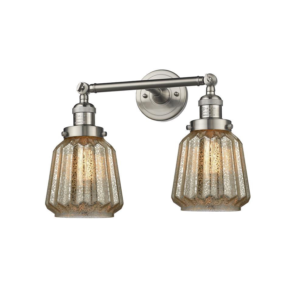 Innovations 208-SN-G146-LED 2 Light Vintage Dimmable LED Chatham 16 inch Bathroom Fixture in Brushed Satin Nickel