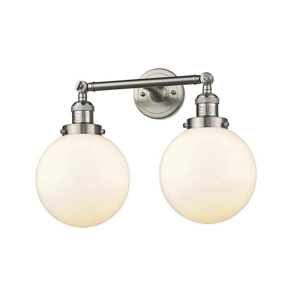 Innovations 208-BB-G201-8-LED 2 Light Vintage Dimmable LED Beacon 19 inch Bathroom Fixture in Brushed Brass