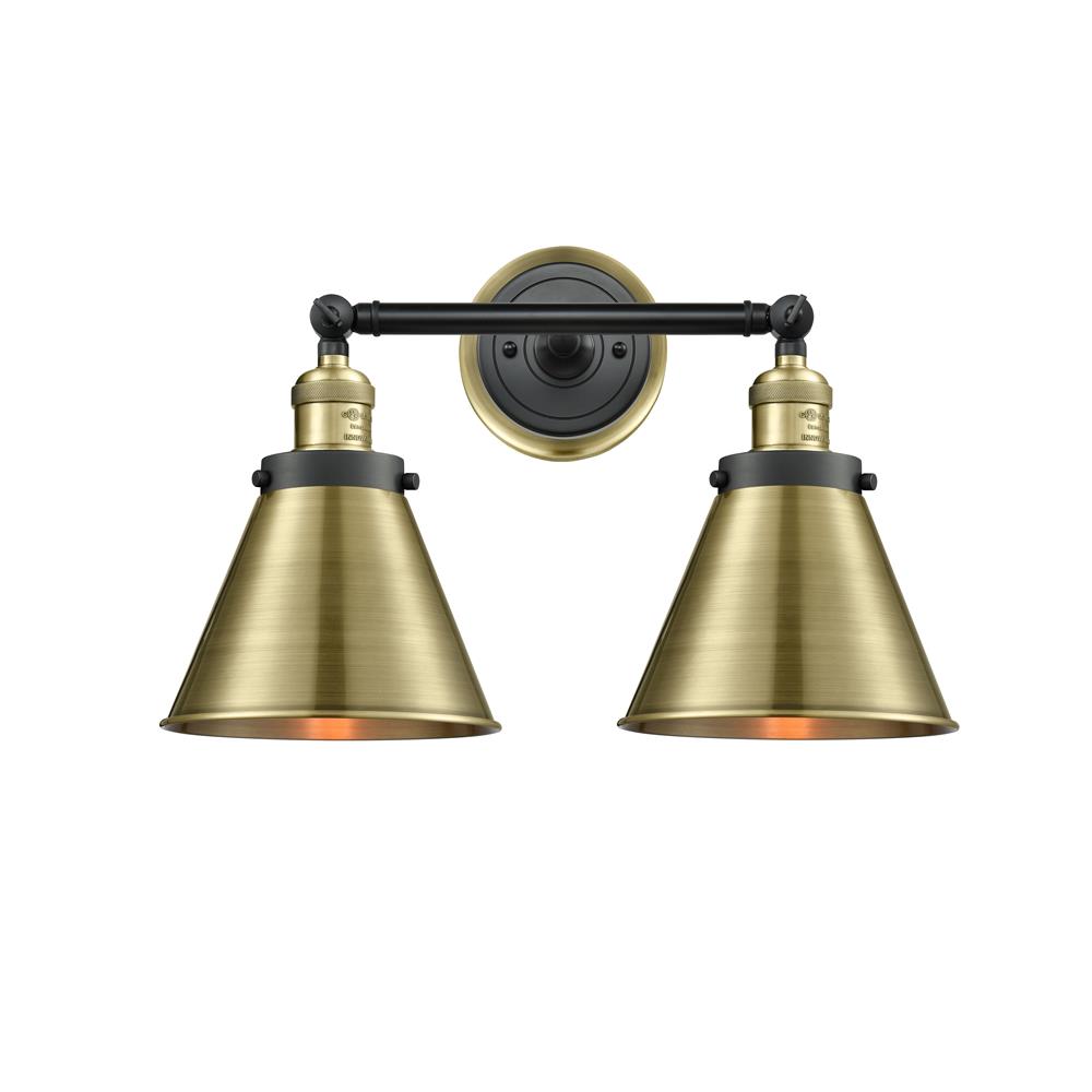 Innovations 208BP-BABAB-M13-AB Appalachian 2 Light Bath Vanity Light in Black Antique Brass with Matte Black Cone Metal Shade