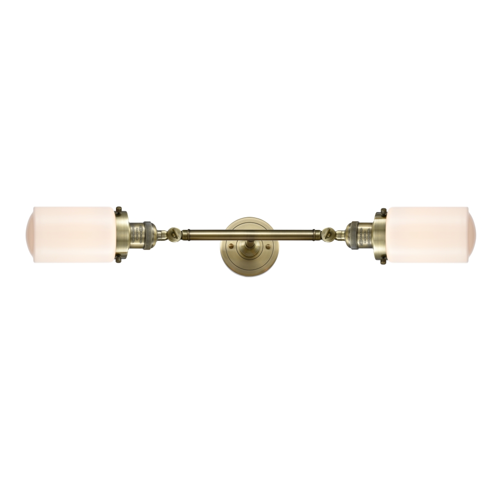 Innovations 208L-AB-G311 Dover 2 Light Bath Vanity Light part of the Franklin Restoration Collection in Antique Brass