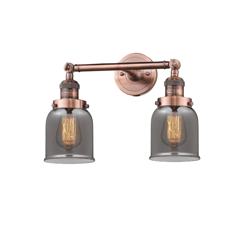 Innovations 208L-AC-G53 Small Bell 2 Light Bath Vanity Light in Antique Copper