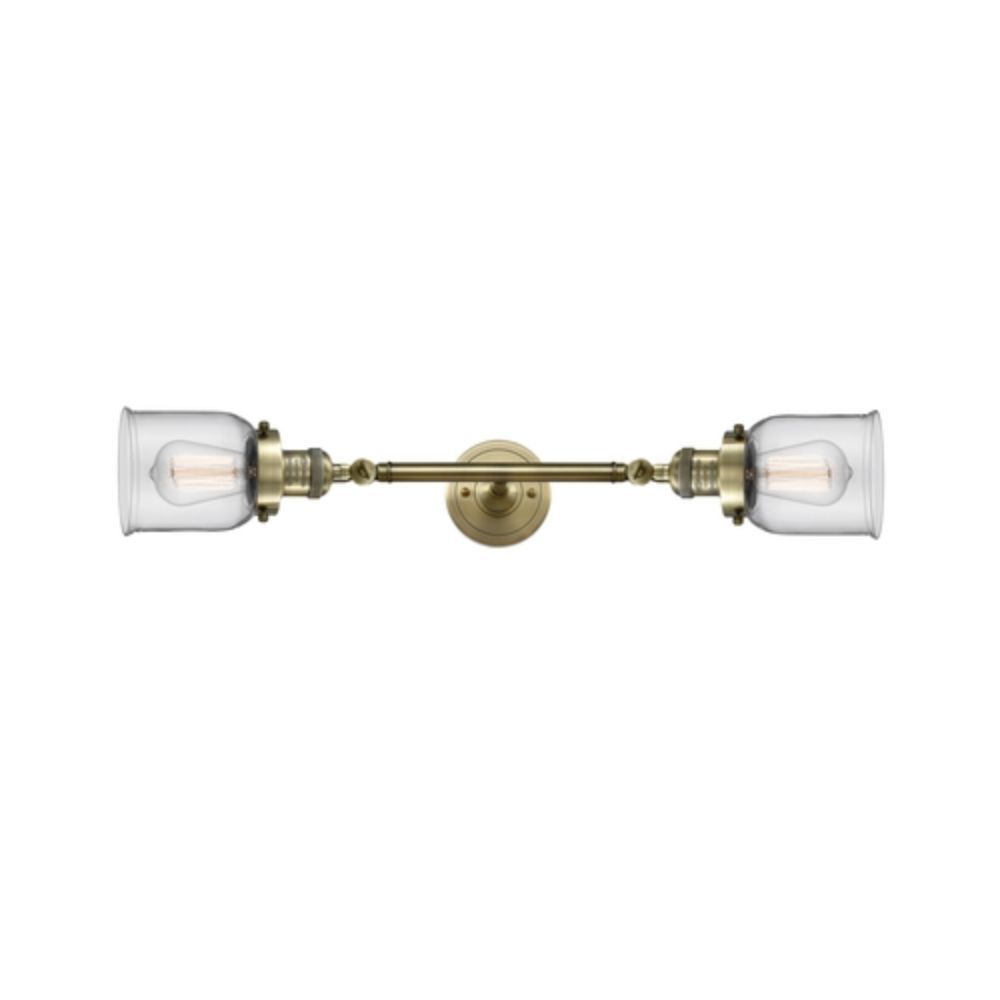 Innovations 208L-BAB-G52-CE-LED Small Bell Cage 2 Light Bath Vanity Light in Black Antique Brass