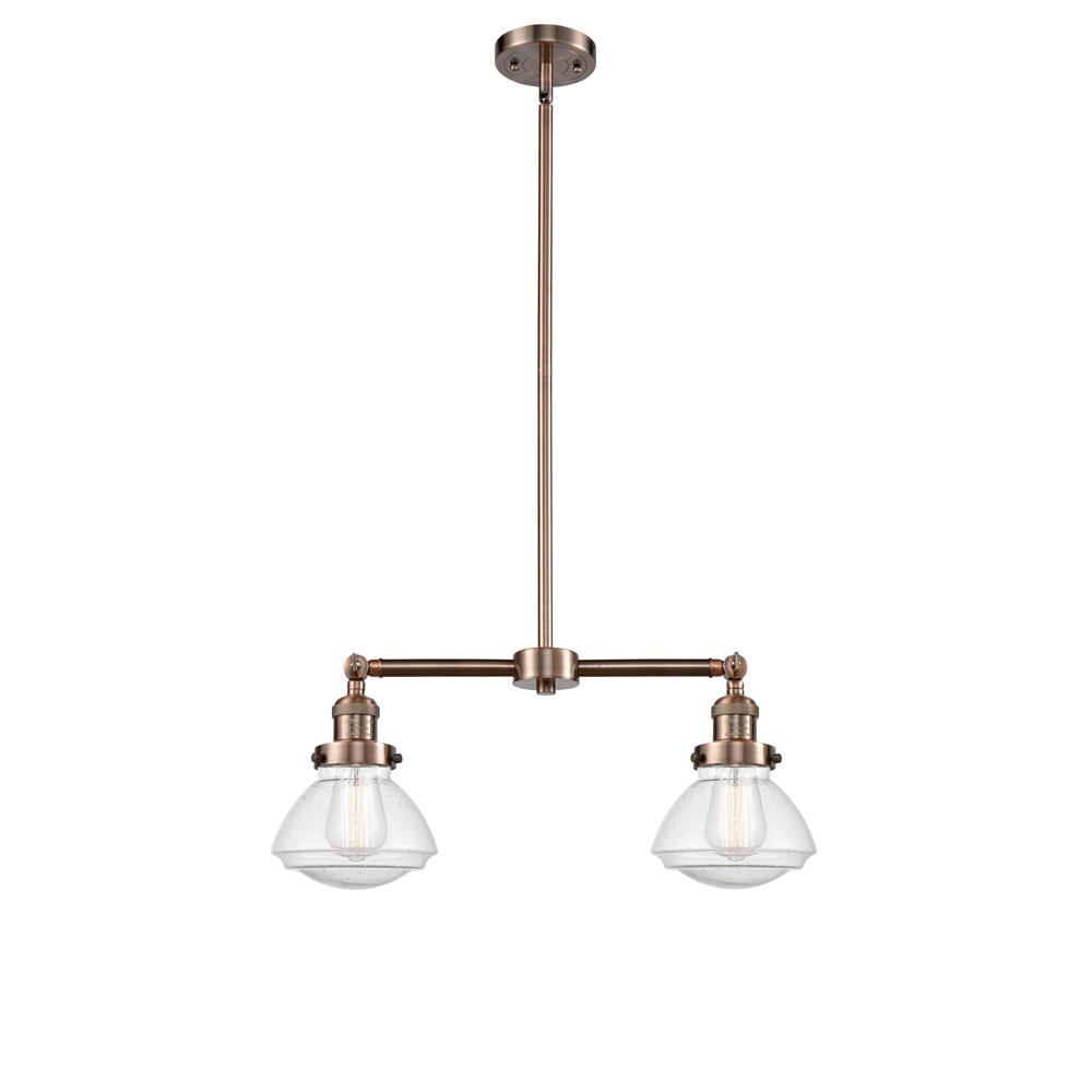 Innovations 209-AC-G324 Olean 2 Light Chandelier in Antique Copper