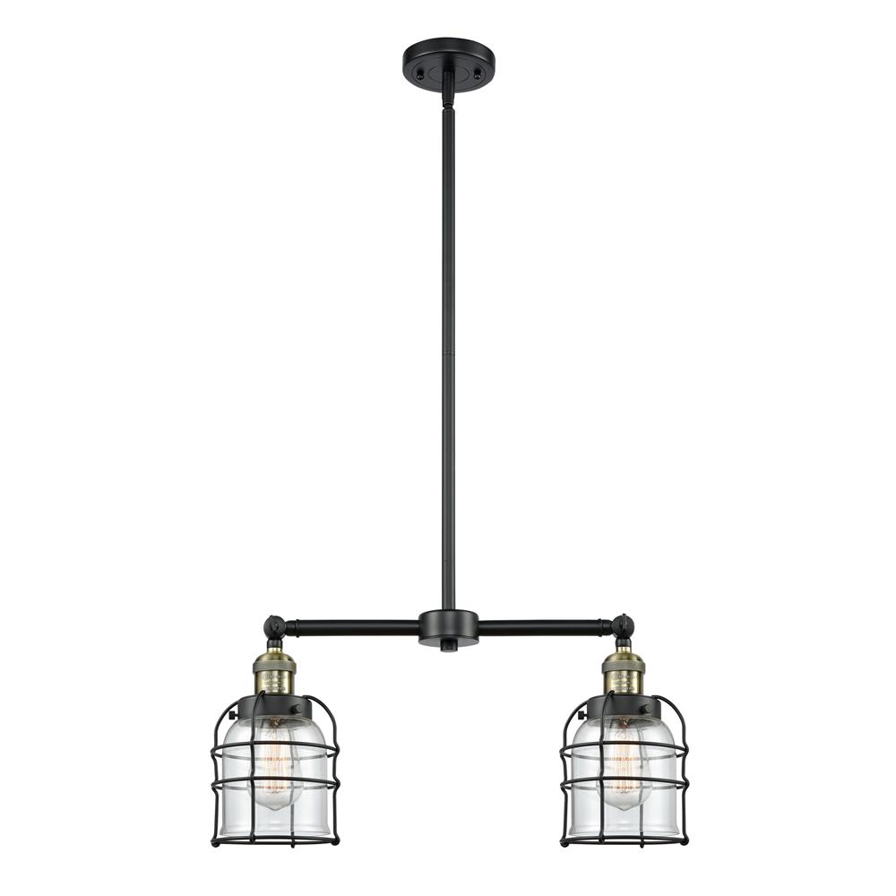Innovations 209-BAB-G52-CE-LED Small Bell Cage 2 Light Chandelier in Black Antique Brass