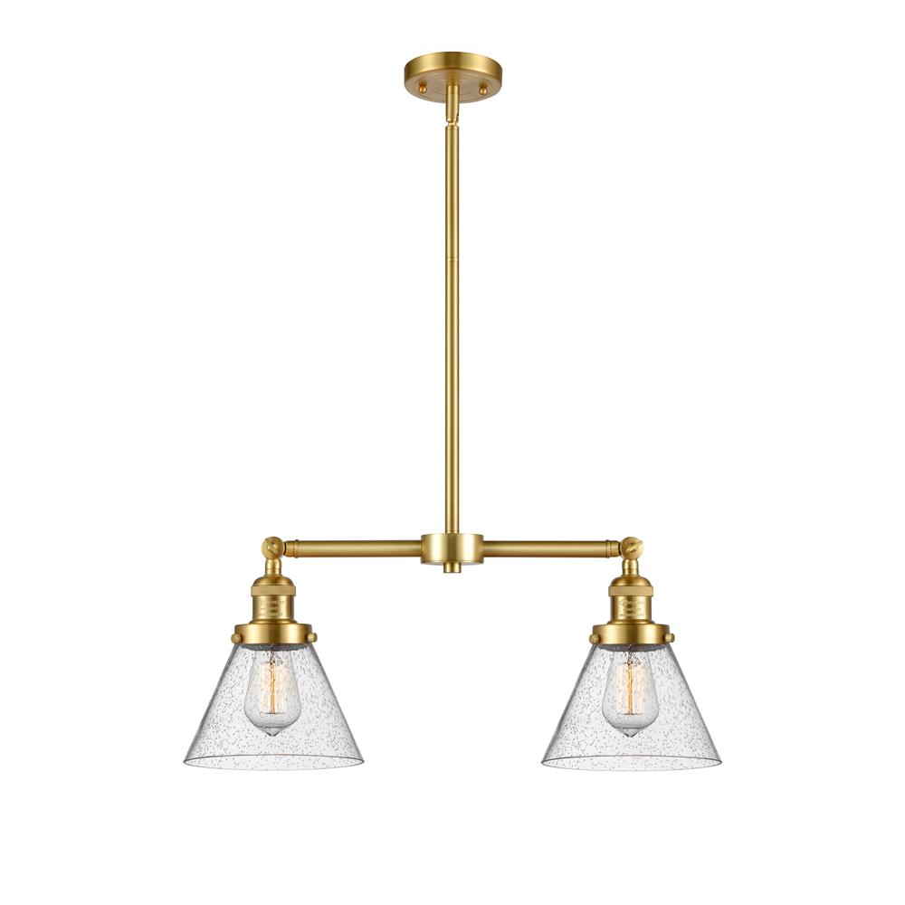 Innovations 209-SG-G44 Large Cone 2 Light Chandelier in Satin Gold