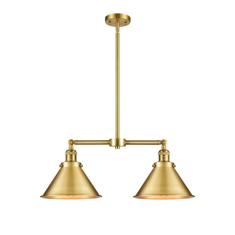 Innovations 209-SG-M10-SG Briarcliff 2 Light Chandelier in Satin Gold with Satin Gold Cone Metal Shade