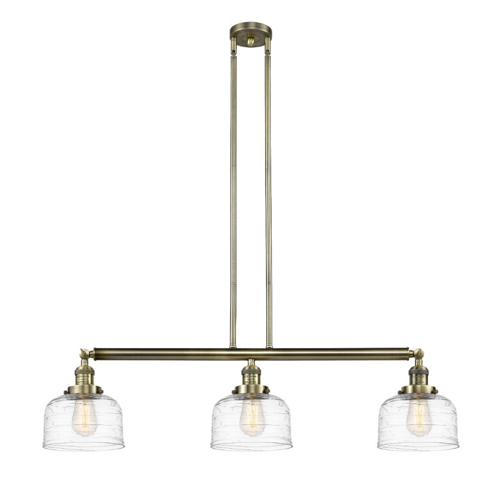 Innovations 213-AB-G713-LED Large Bell 3 Light Island Light in Antique Brass