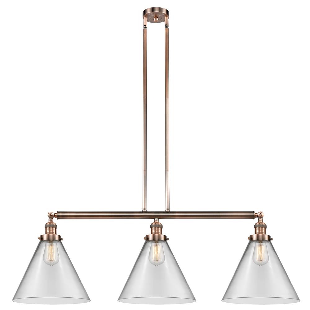 Innovations 213-AC-G42-L Antique Copper X-Large Cone 3 Light Island Light