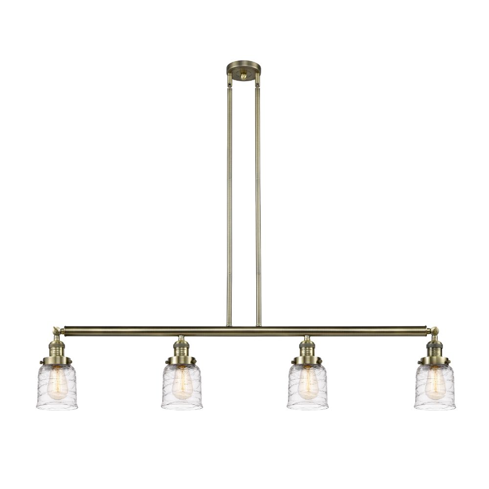Innovations 214-AB-G513-LED Small Bell 4 Light Island Light in Antique Brass