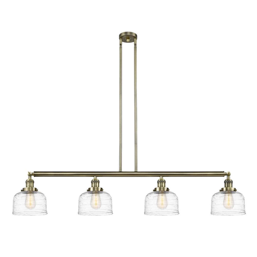Innovations 214-AB-G713-LED Large Bell 4 Light Island Light in Antique Brass