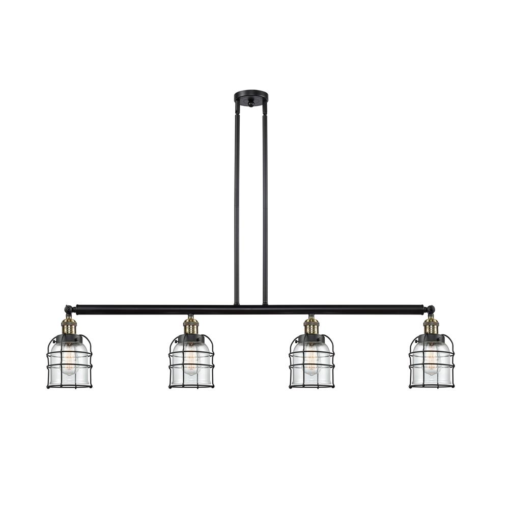 Innovations 214-BAB-G52-CE-LED Black Antique Brass Small Bell Cage 4 Light Island Light