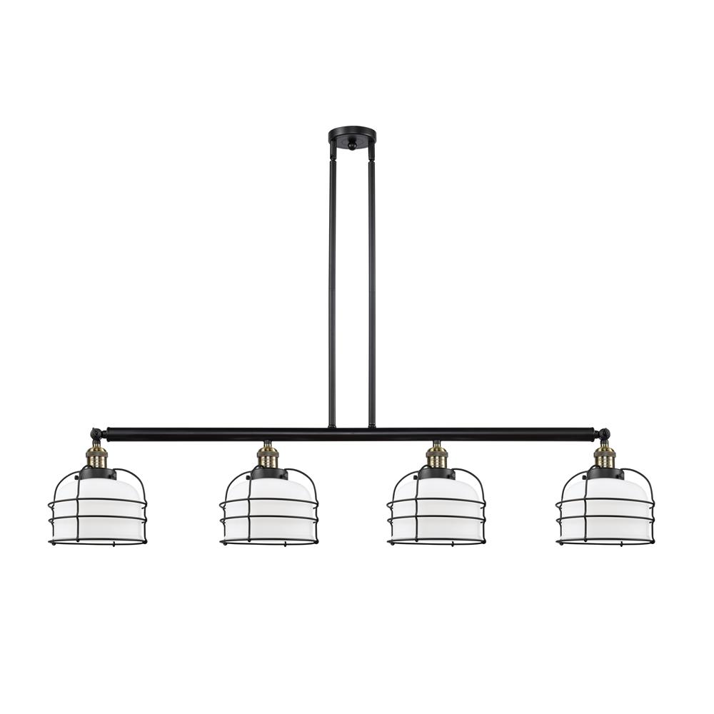 Innovations 214-BAB-G71-CE-LED Black Antique Brass Large Bell Cage 4 Light Island Light