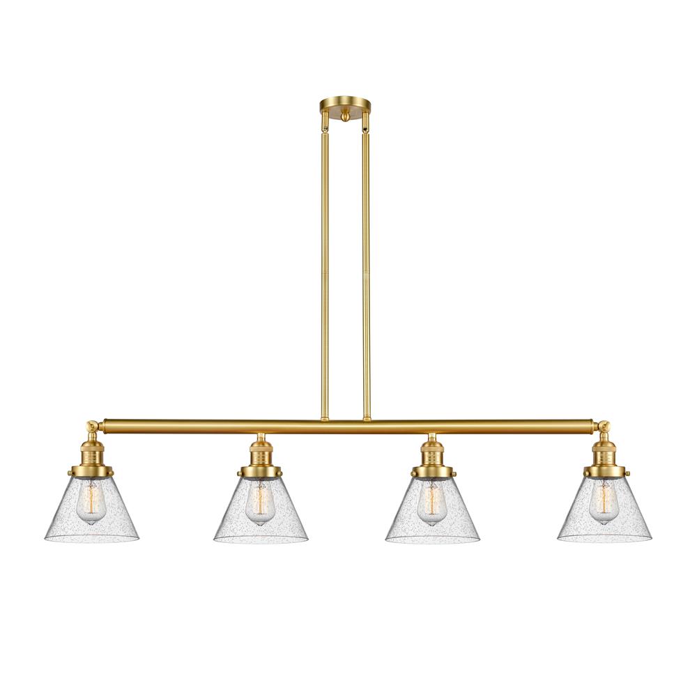 Innovations 214-SG-G44 Large Cone 4 Light Island Light in Satin Gold
