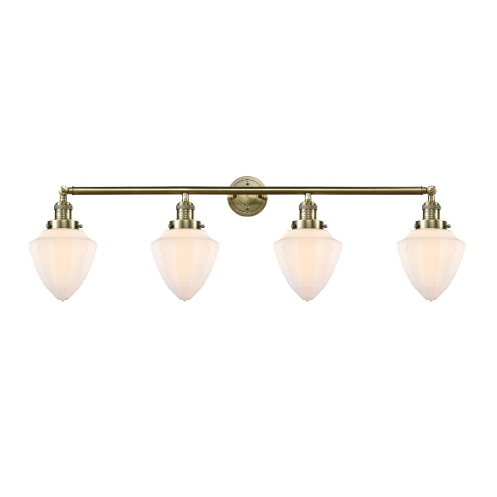 Innovations 215-AB-G661-7-LED Bullet Small 4 Light Bath Vanity Light part of the Franklin Restoration Collection in Antique Brass