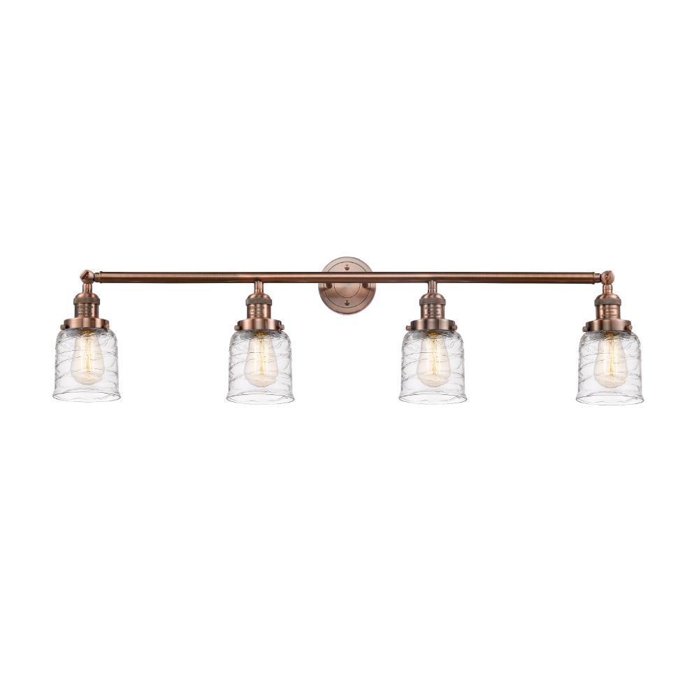 Innovations 215-AC-G513-LED Small Bell 4 Light Bath Vanity Light in Antique Copper