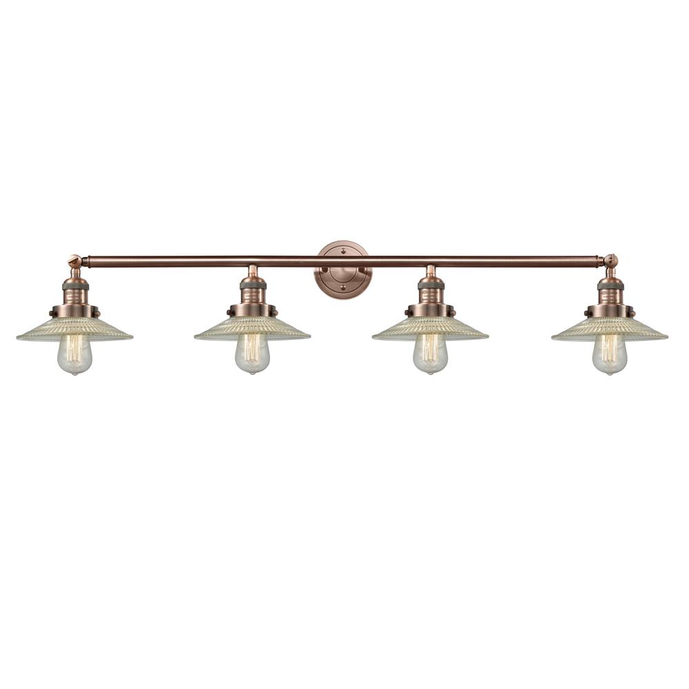 Innovations 215-AC-G2-LED 4 Light Vintage Dimmable LED Halophane 45 inch Bathroom Fixture in Antique Copper