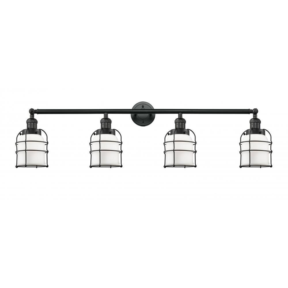 Innovations 215-BAB-G51-CE-LED Small Bell Cage 4 Light Bath Vanity Light in Black Antique Brass