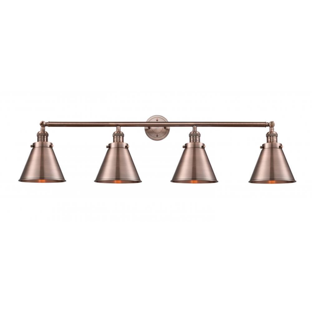 Innovations 215-BB-M13-BB Appalachian 4 Light Bath Vanity Light in Brushed Brass with Brushed Brass Appalachian Cone Metal Shade